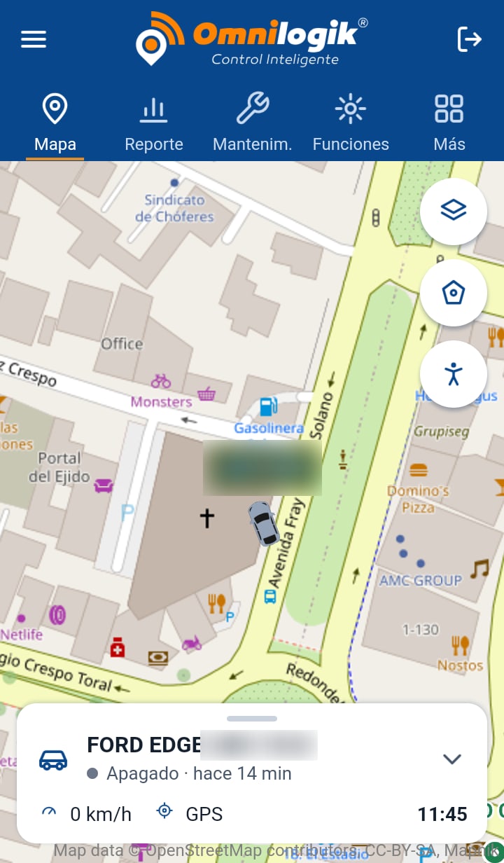 App móvil de KunanSoft: mapa en vivo